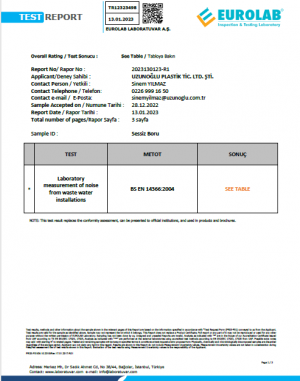 SESSİZ BORU TEST SONUCU-EUROLAB